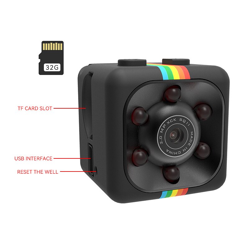 SQ11 Mini Camera Hd 1080p Night Vision Sports Dvr Mini Camera Sports Dv Video Pocket Hd Audio Video Law Enforcement Recorder