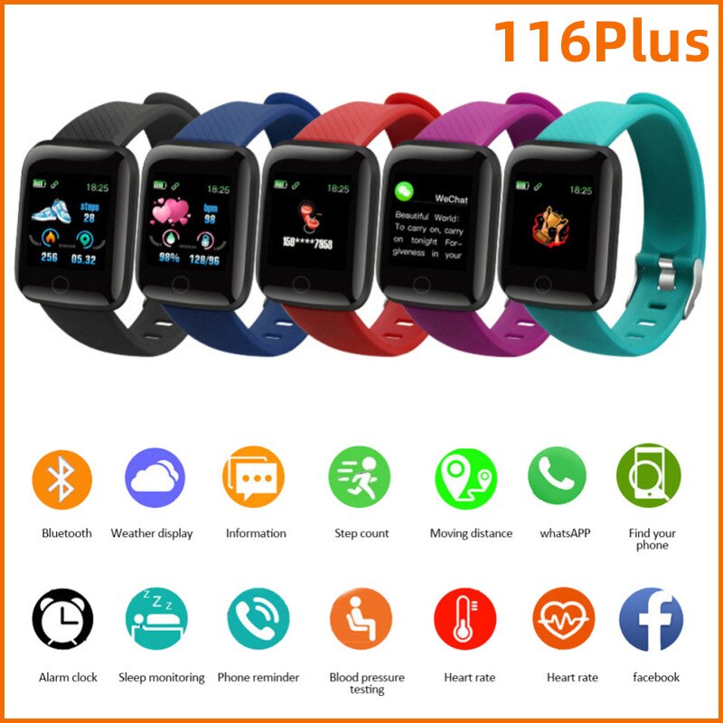 116plu Smart Watch Men Blood Pressure Waterproof Smartwatch Women Heart Rate Monitor Fitness Tracker Watch Sport For Android IOS